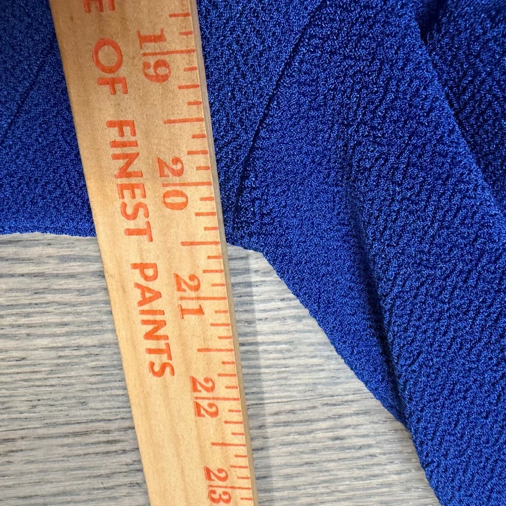 Vtg GUMPS Royal Blue Textured Button Up 3/4 Sleeve stretch Women Medium - Picture 5 of 6